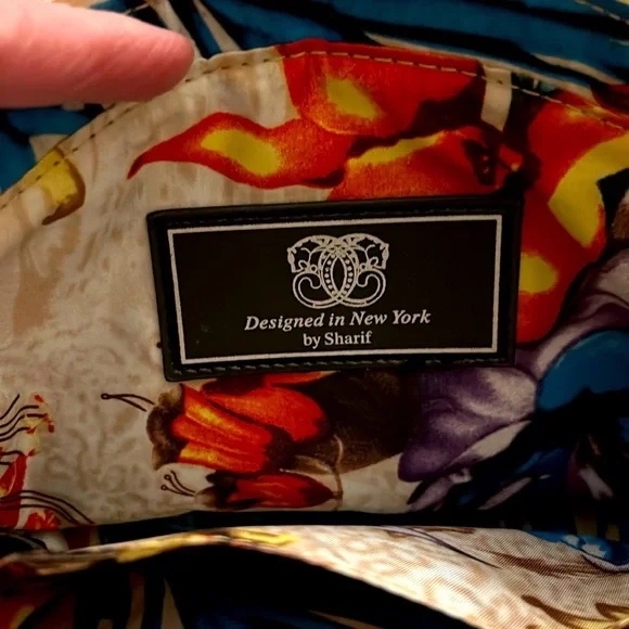 Vintage Sharif Pink/Green Hand Painted Tulip Crossbody Bag